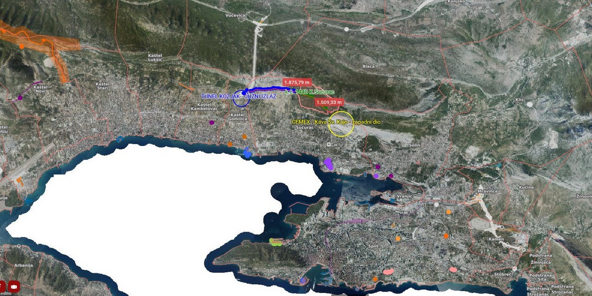 mix-Čestica 1440 KO K.Sućurac tek dio puta od tunela Kozjak do Cemexove kave